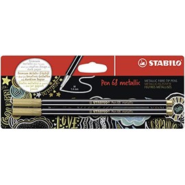 STABILO Pen 68 Metallic Multiliner, Gold, 2/Pkg.