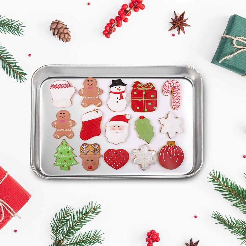 TeamFar Stainless Steel Compact Toaster Oven Pan Tray Ovenware Professional,
