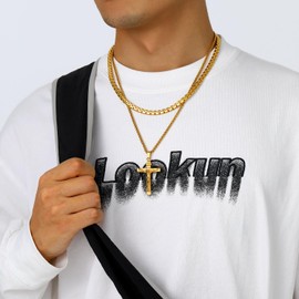 Suplight Men's Necklace Hip Hop Chain Male Jewelry Stainless Steel Gold Plated Chain for Men 6mm