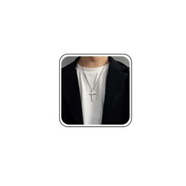 TseenYi Boho Cross Pendant Necklace Silver Cross Necklace Large Crucifix Pendant Necklace Long Cross Chain Necklace Religious Cross Necklace Jewelry for Women and Girls