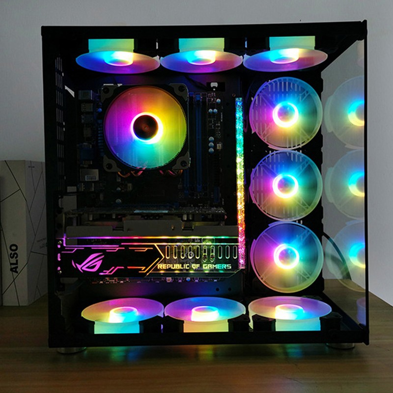 6pcs Computer Case Fan 120mm Ultra Quiet Adjustable Color RGB