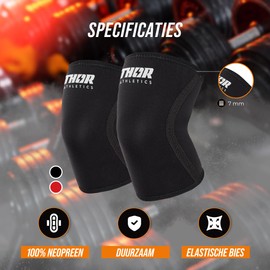Thor Athletics Knee Support for Weightlifting, Powerlifting, Bodybuilding, Crossfit, Fitness, Knee Sleeve Made of 7 mm Neoprene (M)