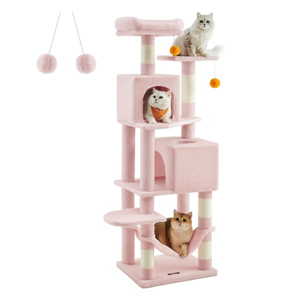 Feandrea Cat Tree, 61-Inch Cat Tower for Indoor Cats, Plush