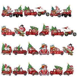 Rumyve 24pcs Vintage Santa Claus Wood Hanging Signs Pendant,Christmas Tree Gnome Hanging Decorations,Mini Santa Doll Craft Xmas Tree Decor Party Supplies(Style B)