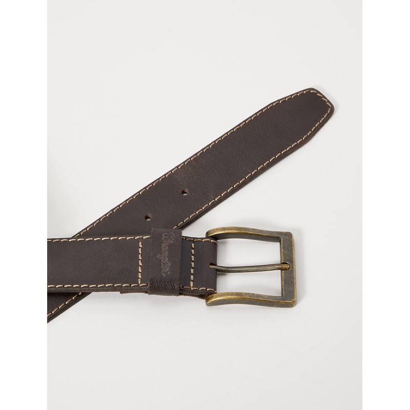 Wrangler Men's Basic Stitched Belt, Brown, 32 in (Manufacturer Size:85)