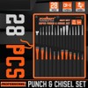 HORUSDY 28-Piece Heavy Duty Punch and Chisel Set, Including Taper,