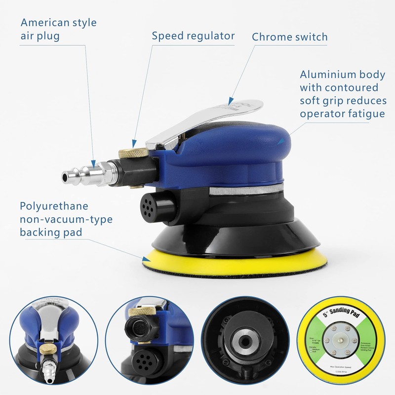 5 inch Air Random Orbital Sander for Auto Body Work,