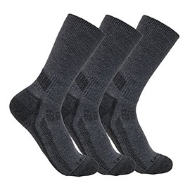 Carhartt Men's Force Performance Work Socks 3 Pair Pack, Charcoal, Large