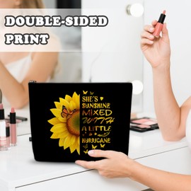 RTTLALUO Sunflower Cosmetic Bag For Women, Sunflower Gifts For Women, Floral Makeup Pouch, Travel Toiletry Bag With Zipper, Birthday Graduation Inspirational Gifts Best Friend Bestie Her