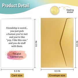 Funny Friendship Card for Best Friend, Humorous Love Card for Bestie, Sarcastic Birthday Card for Him Her, I'm Glad I Pick You Card