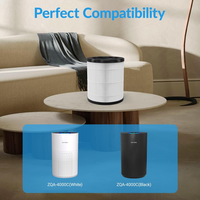 Genuine ZQA-4000C Replacement Filter for ADTARK Air Purifier, H14 True