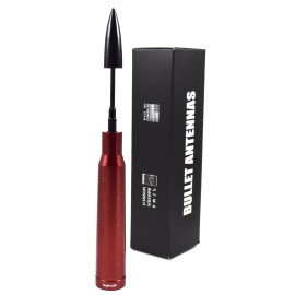 VMS RACING Anti-Theft Retractable Red Black Tip 50 Caliber Bullet Stubby Antenna For Toyota