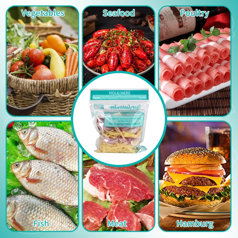 10×Steam Cooking Bags Large Size Microwave Steamer Bags for Vegetables,Potatoes