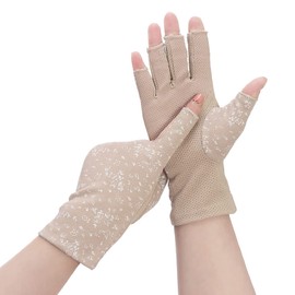 Kingsie Women's Fingerless Gloves, Half Finger Gloves, UV Protection, Fingerless, Half Finger, UV Protection, Smartphone Gloves, Sunscreen, Driving, Work, Bicycle, Cotton, Spring, Summer, Autumn,