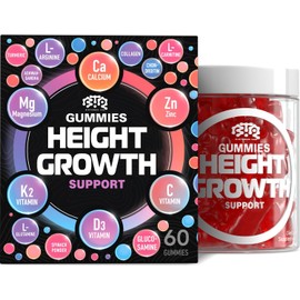 BIOTEQUELAB Height Growth Increase Gummies Vitamins, Grow Tall Supplement, Calcium, Magnesium, Zinc, Ashwagandha, Glucosamine Multivitamin for Teens, Kids, Adults