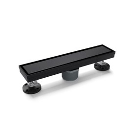 Merranox 12 inch Linear Shower Drain, Matte Black 2 in 1 Reversible Flat & Tile Insert Cover, Stainless Steel Rectangle Floor Drain with Adjustable Feet, Thanksgiving Day Gift, Labor Day Gift