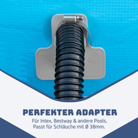 Villkin Pool Hose Holder (Pack of 2) - 26-38 mm - Includes Hose Clamps with Kink Protection for Pools (Grey)