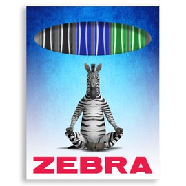 Zebra Fuente Pen - Disposable Fountain Pens - Pack of 6 - Black, Blue, & Green Ink - In Zebra Cardboard Gift Box