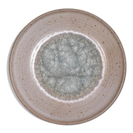 Large Decorative Plate with Crackled Fused Glass, Speckled White (Style B), Handmade American Pottery, Each One Unique