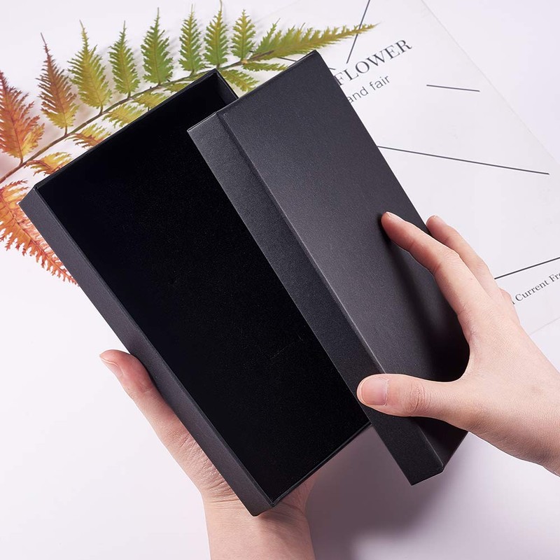 BENECREAT 6pcs 20x13x3cm Black Gift Box Hatron Paper Wrapping Box