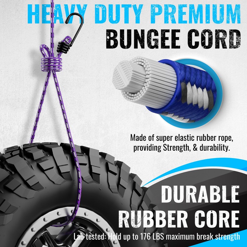 GOEASY0312 Premium Bungee Cords Heavy Duty - 20 pcs Bungee