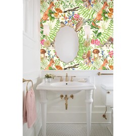 Cute Animals Wood Adhesive Shelf Liner Peel & Stick Dresser Drawer Sticker Cabinet Sticker Furniture Contact Paper, 17.7 Inch by 9.8 Feet