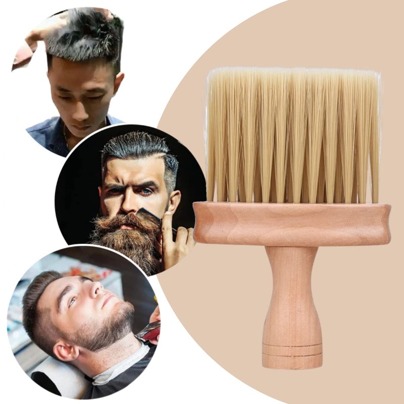 Cepillo Madera Limpieza De Cuello Barbería Corte De Pelo 1pz