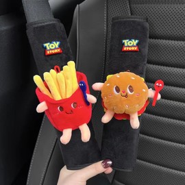 Seatbelt Cushion Covers for Children, Car Seat Belt Cushion Cover, Cute Style Seat Belt Pads, Neck and Chest Protectors, Soft Comfort Seat Belt Shoulder Strap Covers. (Hot Dogs & Hamburgers)