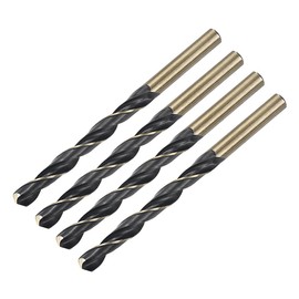 sourcing map 4pcs Straight Shank Twist Drill Bits 8mm Gold Titanium & Black Nitride Coated High Speed Steel (HSS) 4341 with 8mm Shank for Stainless Steel Alloy Metal Plastic Wood