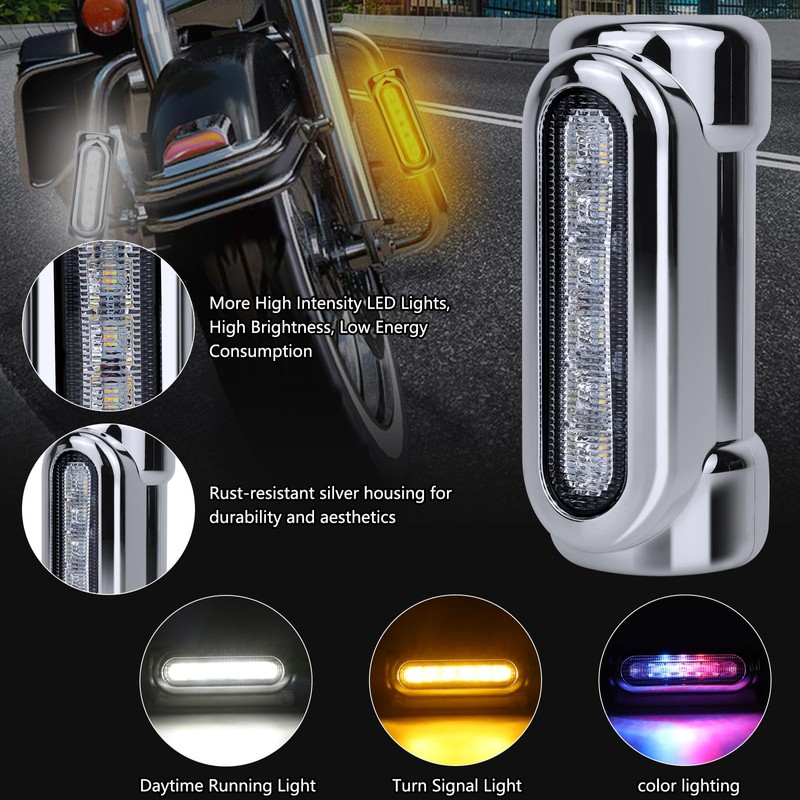 JESTMOTOR Motorcycle Highway Crash Bar Lights - Multicolor LED Switchback