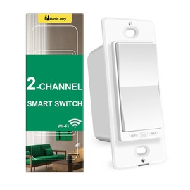 Smart Switch by Martin Jerry, 2 Channel WiFi Smart Light Switch for Your Smart Home, Compatible with Alexa Devices & Google Home, 1-Pack