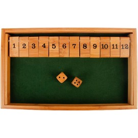 Shut The Box 2-6 Players Dice Game Wooden Board Games 8 Dice Table Games Mathematics Learning Toy Close the Box Dice Game Wooden Board Maths Number Game Wooden Board Game (Single Line-12, Green)