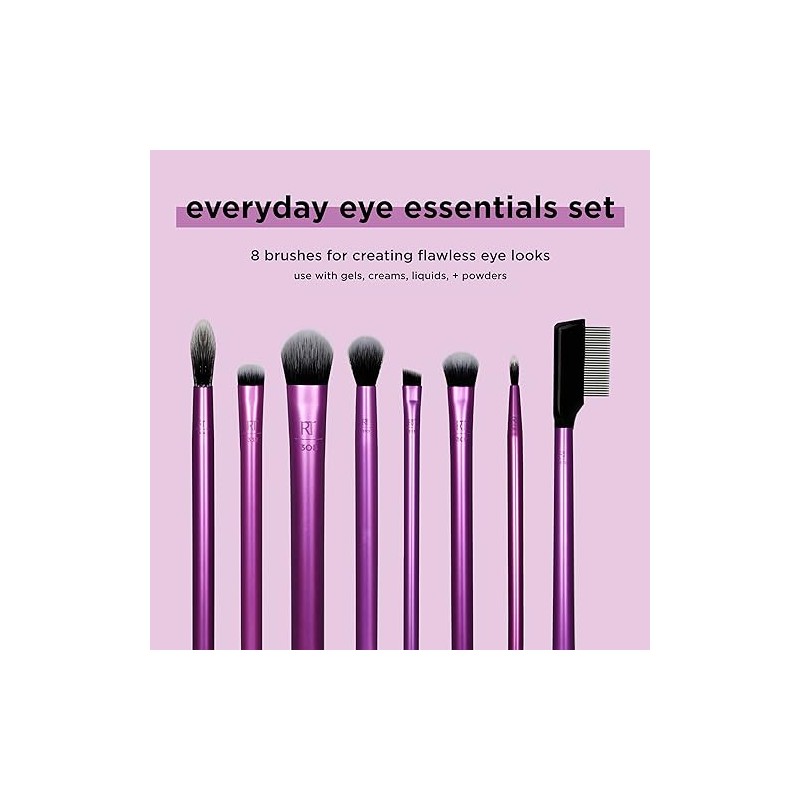 REAL TECHNIQUES, Everyday Eye Essentials, Set de Brochas para Maquillaje