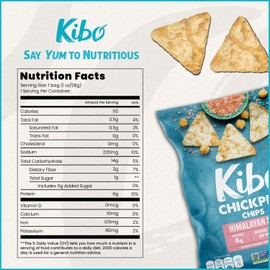 Kibo Chickpea Chips - Gluten Free and Plant-Based, Non-GMO, Kosher + Vegan. Himalayan Salt, 1 oz. 12 pack
