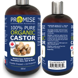 500ml (16.9oz) ORGANIC CASTOR Oil, 100% Pure Certified For Hair, Beard, Moisturizes, Softens, Nourishes Skin, Hair and Nails, Made in Canada, No Chemicals Cruelty Free (500ml)