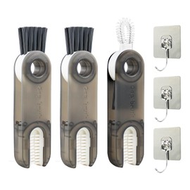 3 in 1 Multifunctional Cleaning Brush, Grand Kitchen 3 in 1 Cleaning Brush, Multi Functional Cleaning Brush, Cup Lid Cleaning Brush, Water Bottle Cleaning Tool, Lid Brush (3 Set Gray)