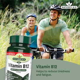 Natures Aid Vitamin B12, Methylcobalamin, One-A-Day, Cherry Flavour, 180 Tablets