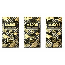 Marou 100% Cacao Dark Chocolate 3-Pack | Sugar Free Dark Chocolate | Vietnam Single Origin, Soy Free, Dairy Free, Gluten Free | 3 x 60g Bar