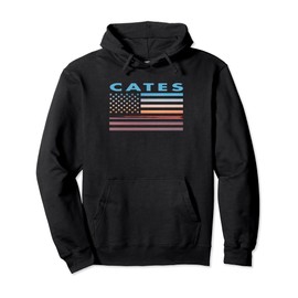 Vintage Sunset American Flag Cates, Indiana Pullover Hoodie