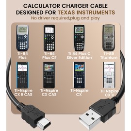Yaekea Mini USB Cable Compatible with Texas Instruments TI-84 Plus CE Charger,TI-84 Plus/Plus C Silver Edition,TI-Nspire CX II CAS/CX/CX CAS,Ti-89 Titanium Graphing Calculator Charger Cable