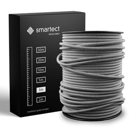 smartect Fabric Electric Cable, Black/White, 3 Metre Vintage Lamp Cable, 3-Core (3 x 0.75 mm²), Power Cable, Covered in Fabric, for DIY Projects