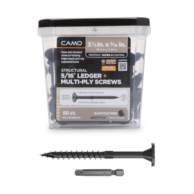 5/16" Ledger + Multi-Ply Flat Head Structural Screw - 3-1/2"