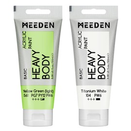 MEEDEN Acrylic Paint Yellow Green Light: 100ml Heavy Body Acrylic Paint Tube Bundled with Additional Titanium White Colour for Art Craft Painting