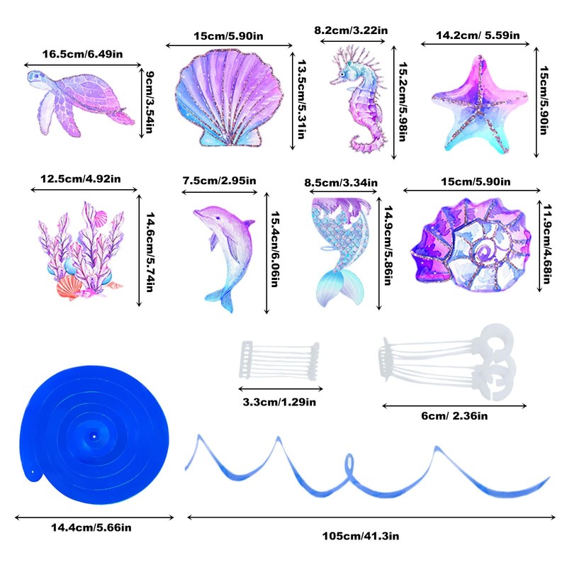 UILYNIU Mermaid Birthday Decoration (Blue)