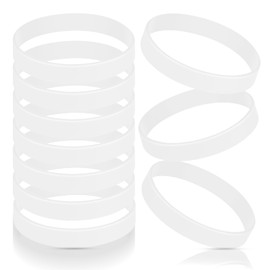 Pulseras Elásticas de Goma, Pulseras de Goma Suaves y Cómodas, Dijes de Goma De Colores Sólidos, (10PZS, Blanco, 20cm)
