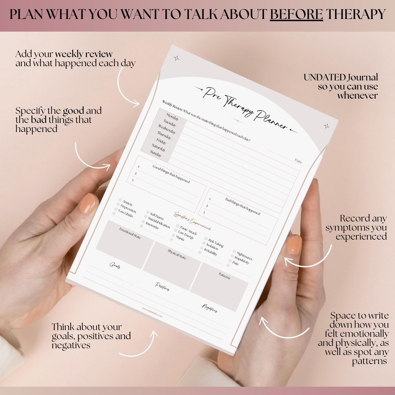 Therapy Notes Journal - Pre & Post Therapy Planner for