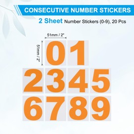 PATIKIL 2" Reflective Number Stickers 0-9, 2 Set Vinyl Mailbox Number Decals Self-Adhesive Stickers for Outside Cars Doors Windows Signs Indoor Outdoor, Orange