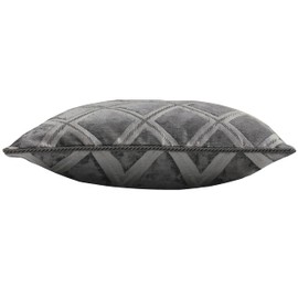 Riva Paoletti Hermes Cushion Cover - Graphite Grey - Chenille Fabric - Reversible Geometric Diamond Design - Soutache Braid Edges - 100% Polyester - 45 x 45cm (18" x 18" inches) - Designed in the UK