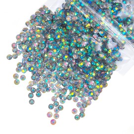 qiipii 4700PCS 3mm Transparent Gray Green AB Resin Rhinestones Bulk Clear Grey Green Flatback Jelly Stones SS10 Non-Hotfix Diamonds Gems Charms for Nails Face Eyes Makeup Body Tumblers Crafts Shoes