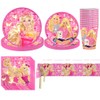 Babioms Princess Party Tableware Birthday 51 Pieces Barbi Birthday Decoration